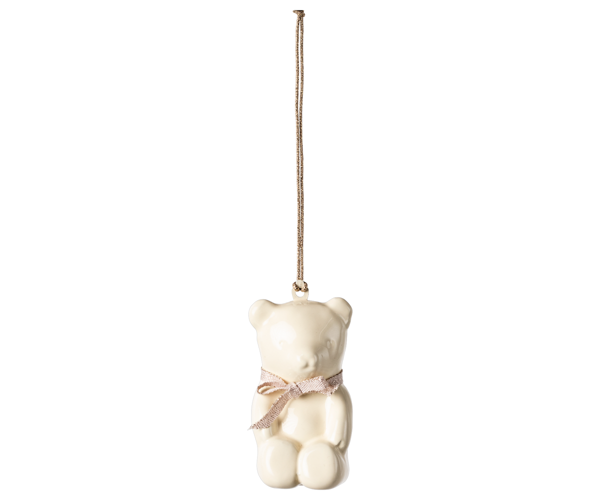 Maileg Metal ornament, Teddy bear - Off white/Rose | Playroom Avenue
