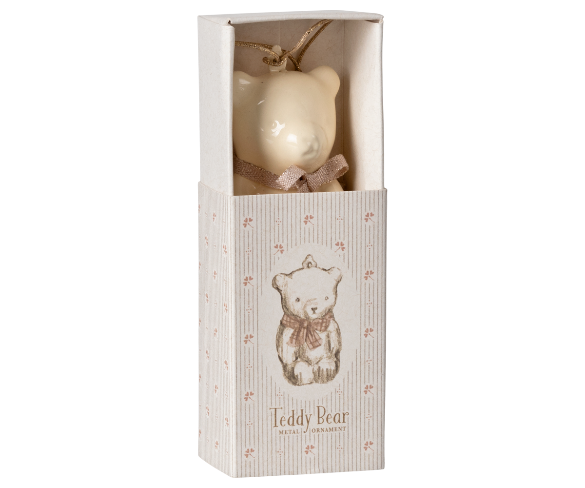Maileg Metal ornament, Teddy bear - Off white/Rose | Playroom Avenue