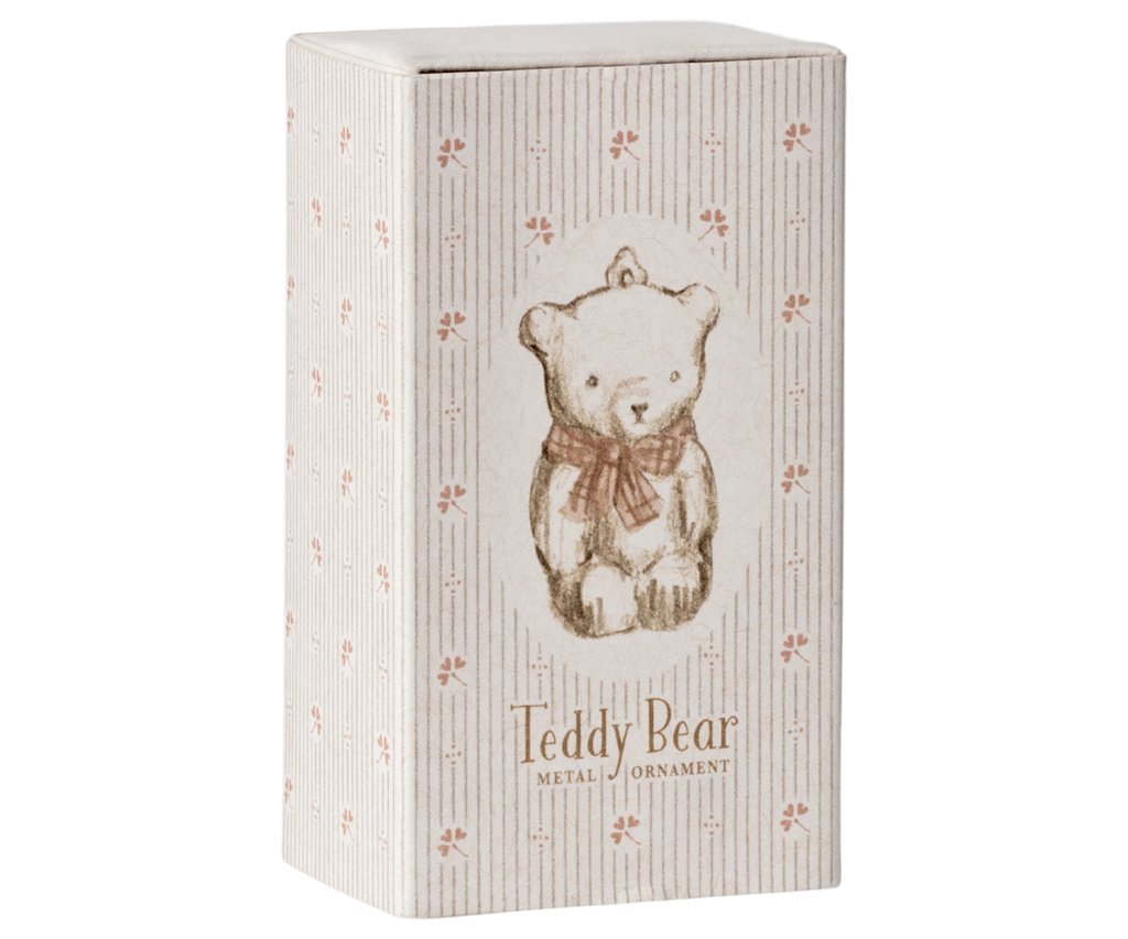 Maileg Metal ornament, Teddy bear - Off white/Rose | Playroom Avenue