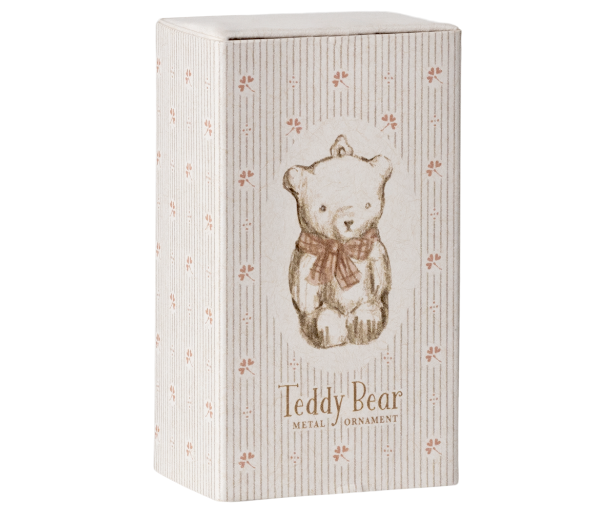 Maileg Metal ornament, Teddy bear - Off white/Rose | Playroom Avenue