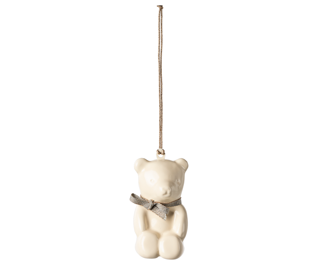 Maileg Metal ornament, Teddy bear - Off white/Blue | Playroom Avenue