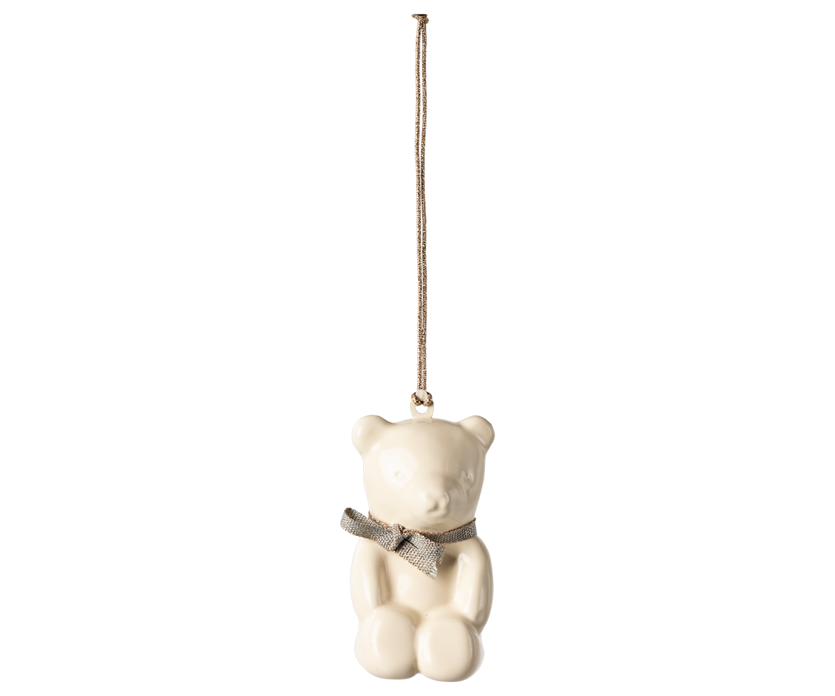 Maileg Metal ornament, Teddy bear - Off white/Blue | Playroom Avenue