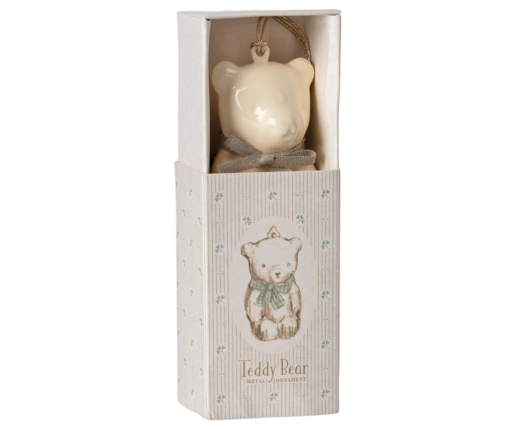 Maileg Metal ornament, Teddy bear - Off white/Blue | Playroom Avenue