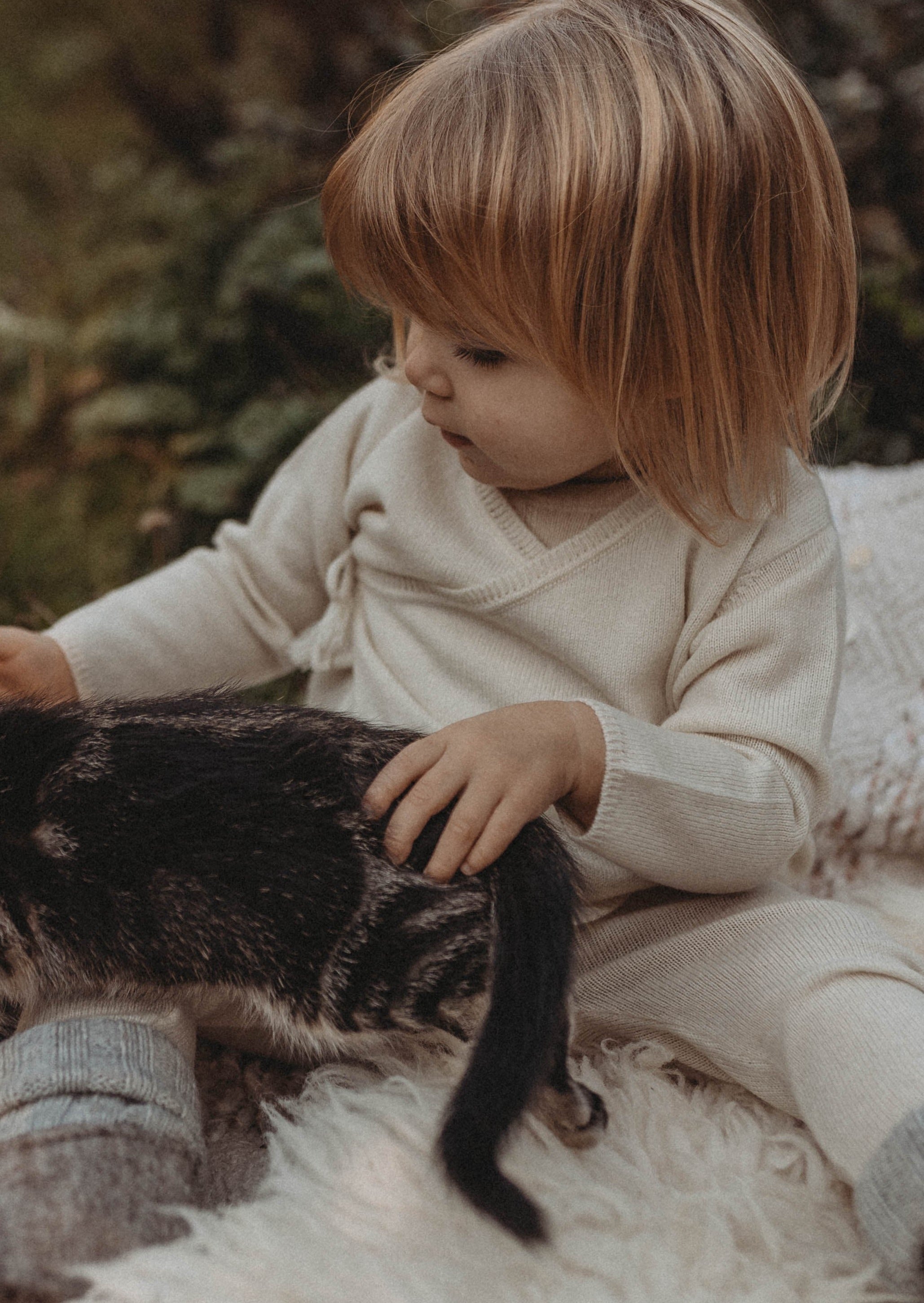 La Petit Lapin Cashmere Wrap Cardigan | Pure Beige | Playroom Avenue