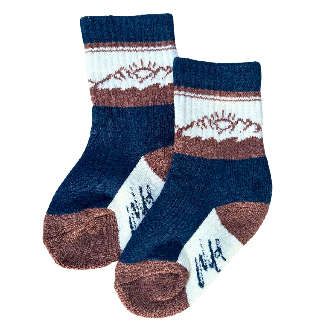 Keep the Littles Wild Navy Blue Boot socks “Wild” Merino Wool | Playroom Avenue