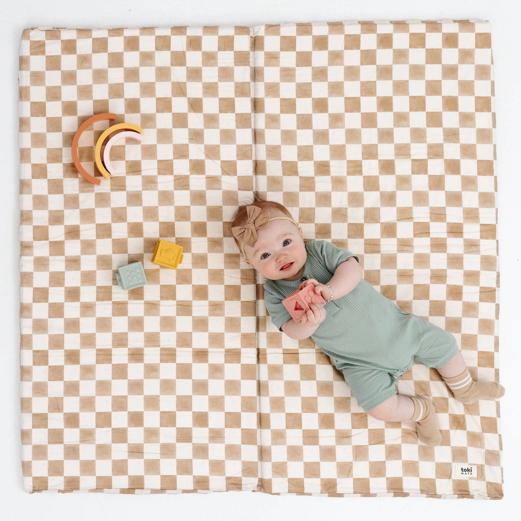 Toki Kids Checker Toffee Organic Cotton Mat | Playroom Avenue