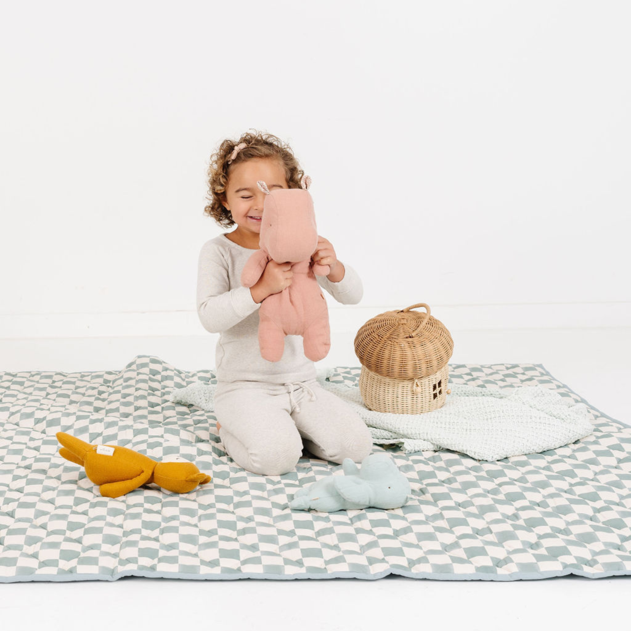 Toki Kids Checker Matcha Picnic Blanket - Playroom Avenue