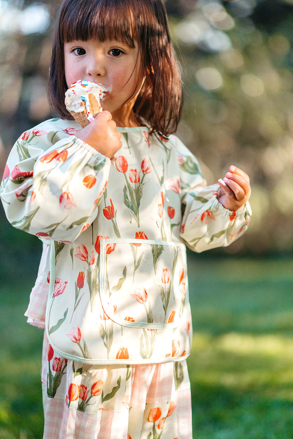 Milkbarn Strawberry Long Sleeve Pocket Bib | Playroom Avenue