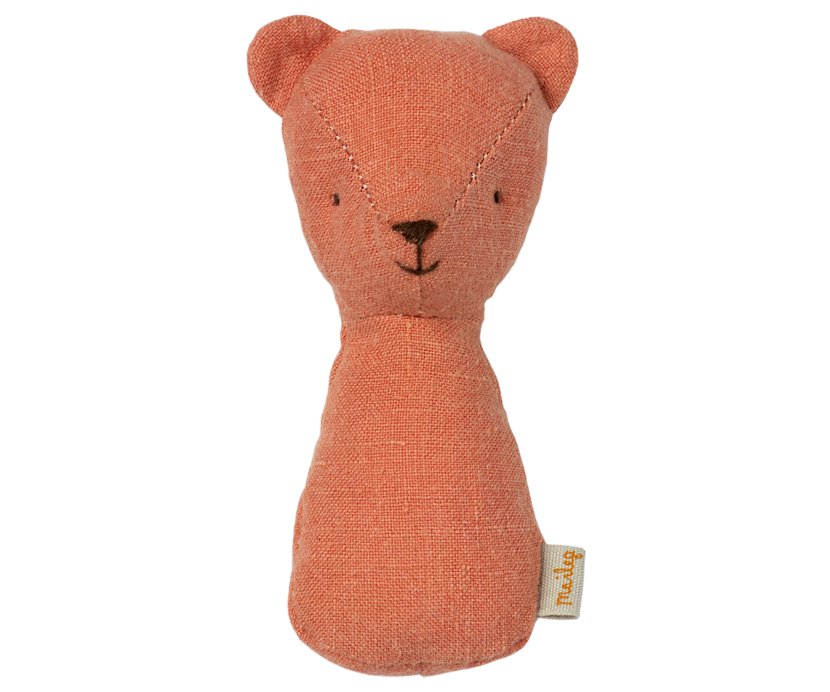 Maileg Teddy Rattles - Coral, Yellow, or Rose Dusty Coral | Playroom Avenue