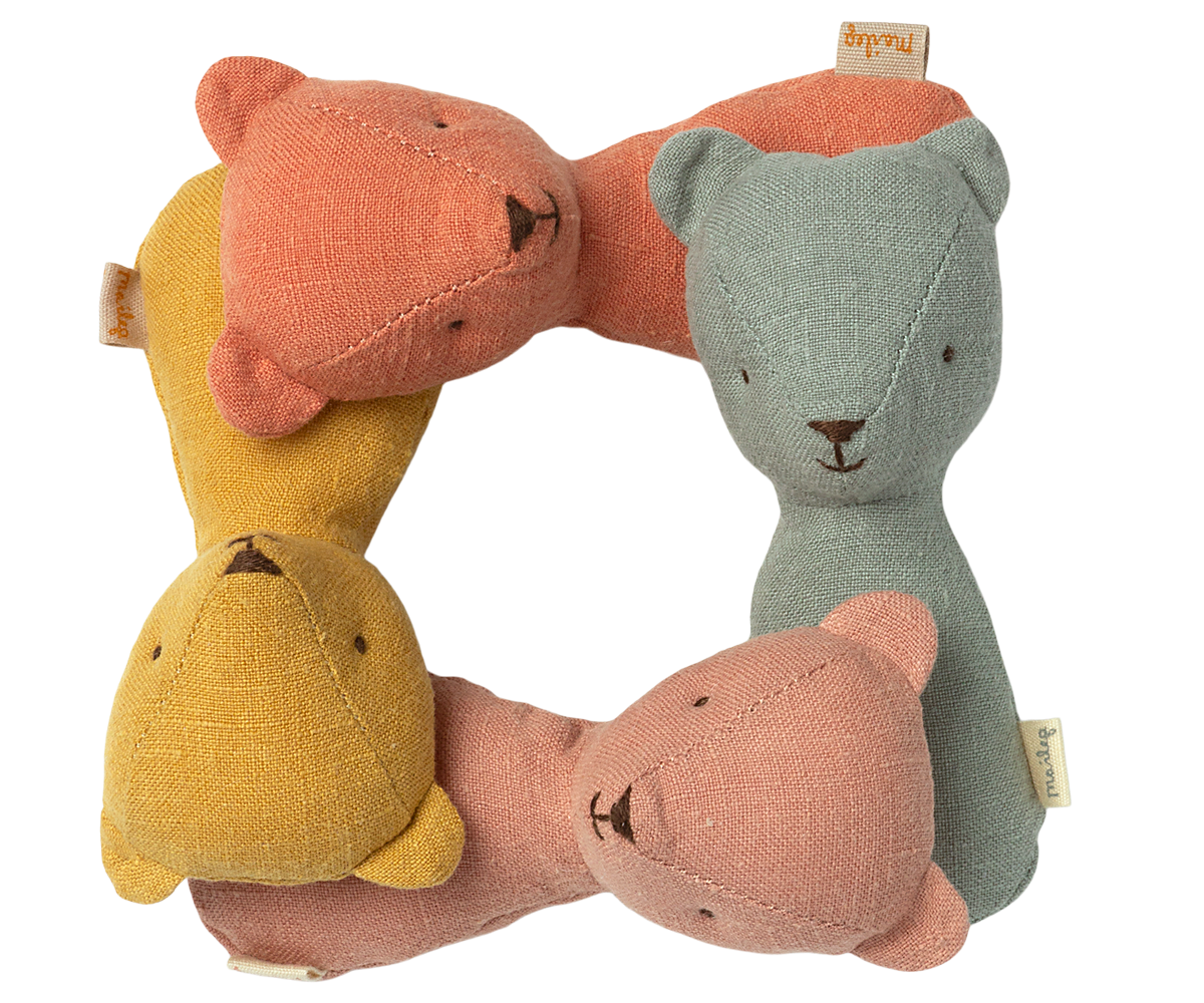 Maileg Teddy Rattles - Coral, Yellow, or Rose | Playroom Avenue