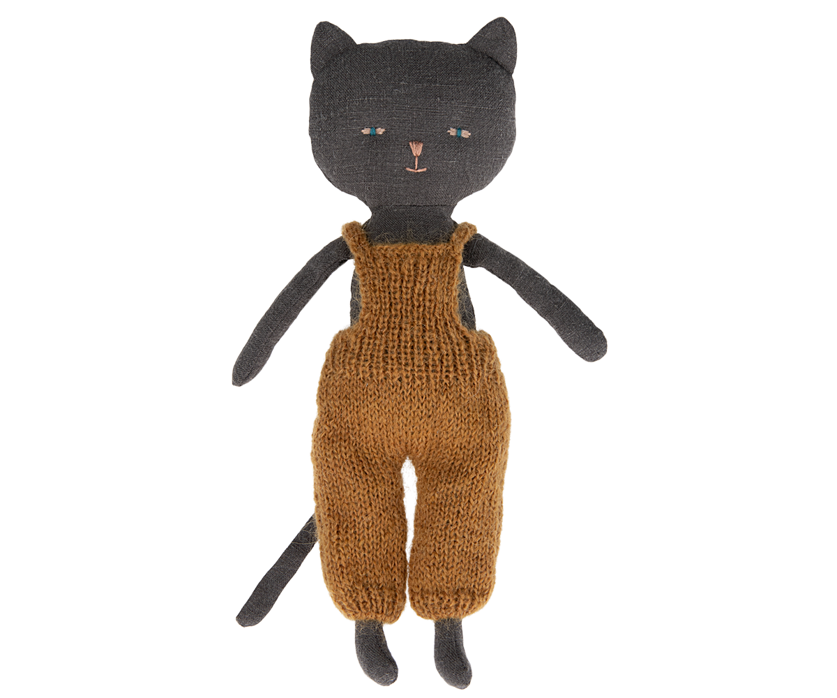 Maileg Kitten in Overalls - Black | Playroom Avenue