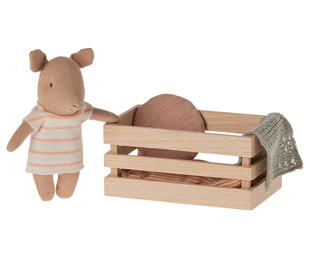 Maileg Pig in Box, Baby - Coral | Playroom Avenue
