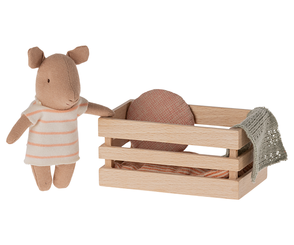 Maileg Pig in Box, Baby - Coral | Playroom Avenue