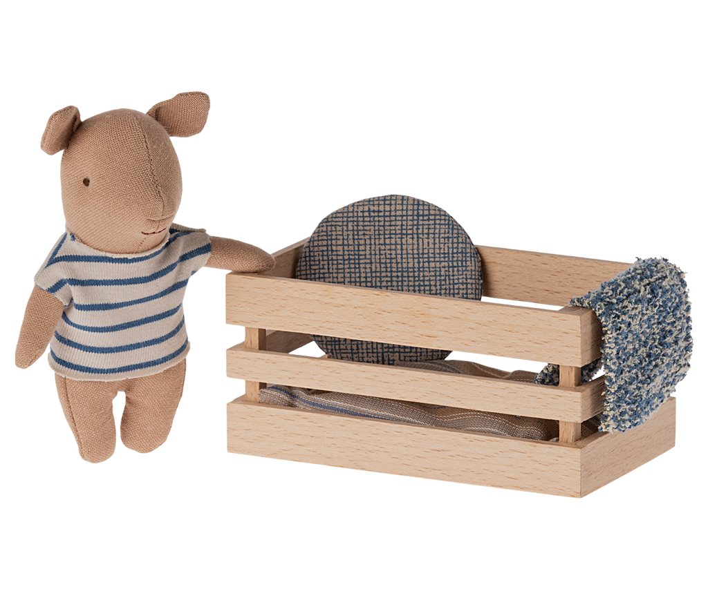 Maileg Pig in Box, Baby - Blue | Playroom Avenue