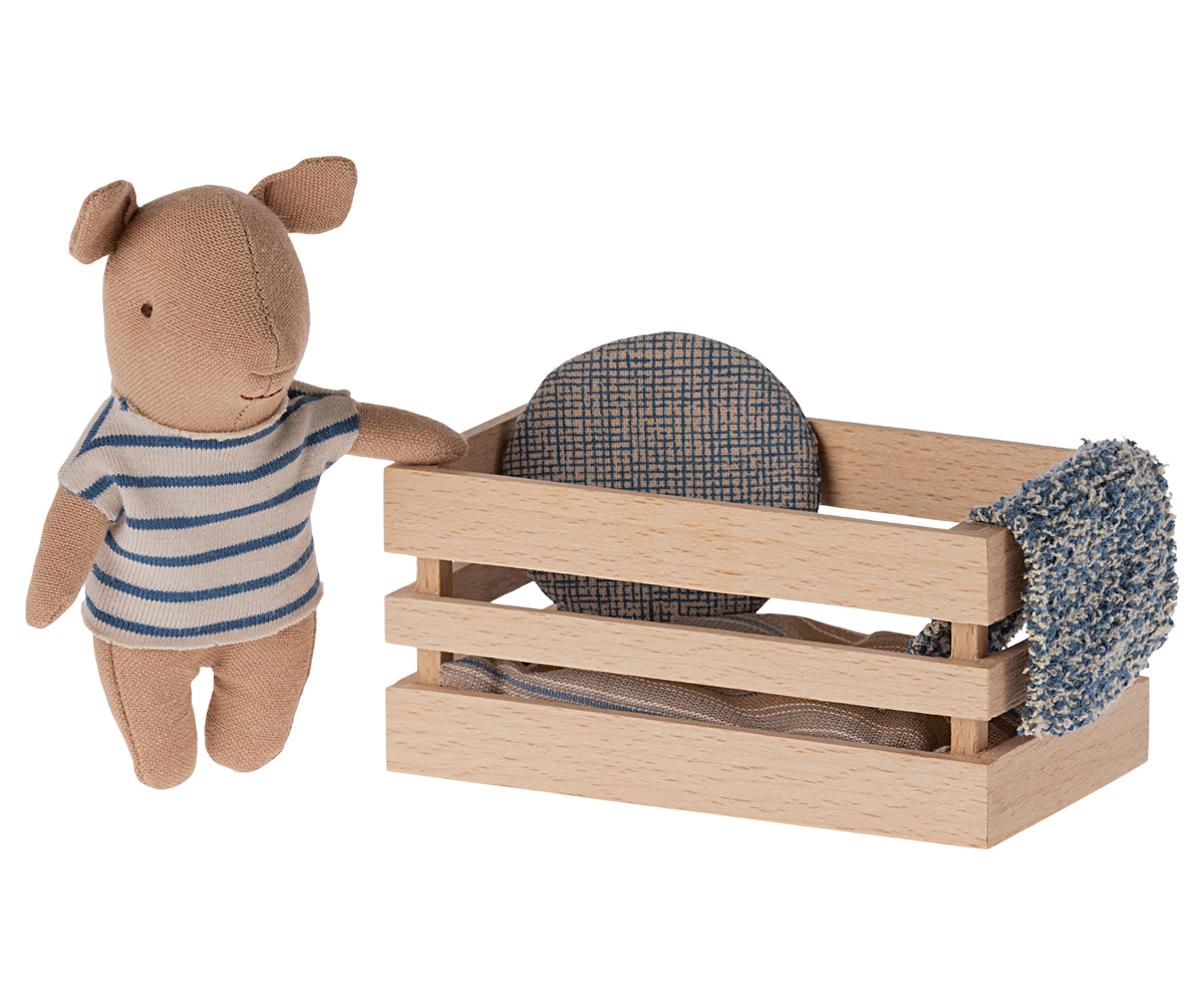 Maileg Pig in Box, Baby - Blue | Playroom Avenue