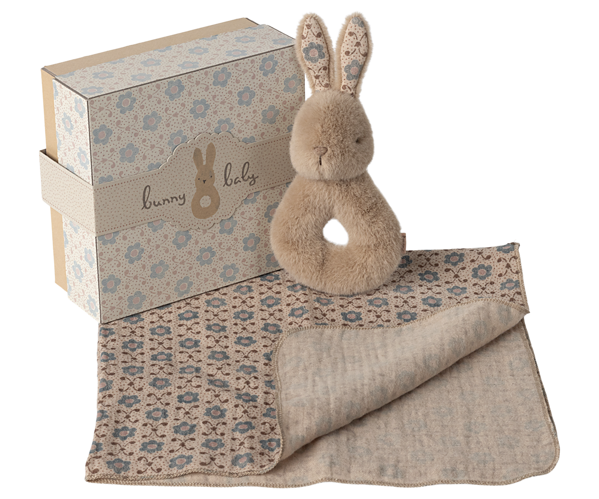 Maileg Rabbit rattle set - Cream peach | Playroom Avenue