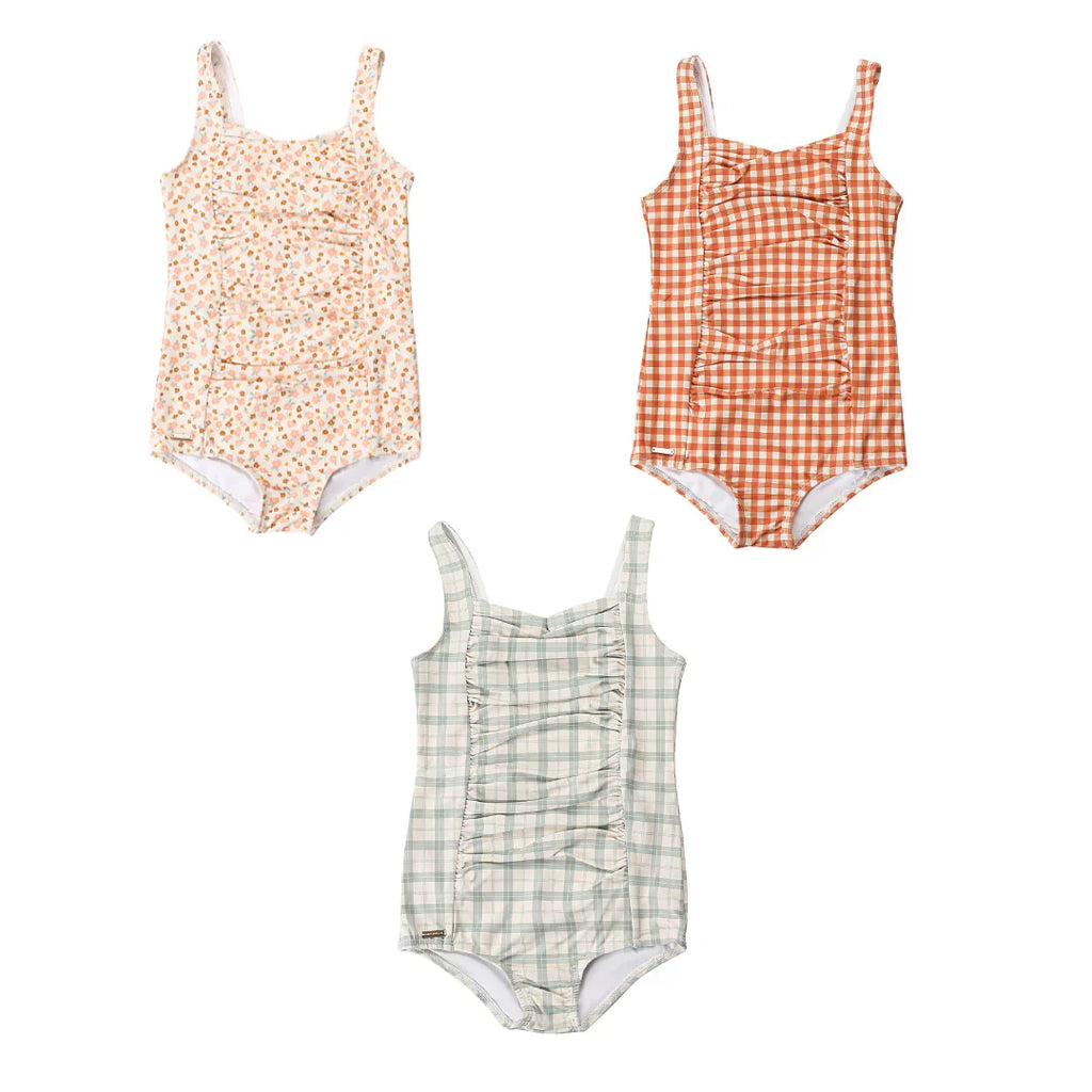 GRECH & CO. Vintage Girls 1 Piece Swimsuit | UPF + Recycled - Sunset Meadow | Playroom Avenue
