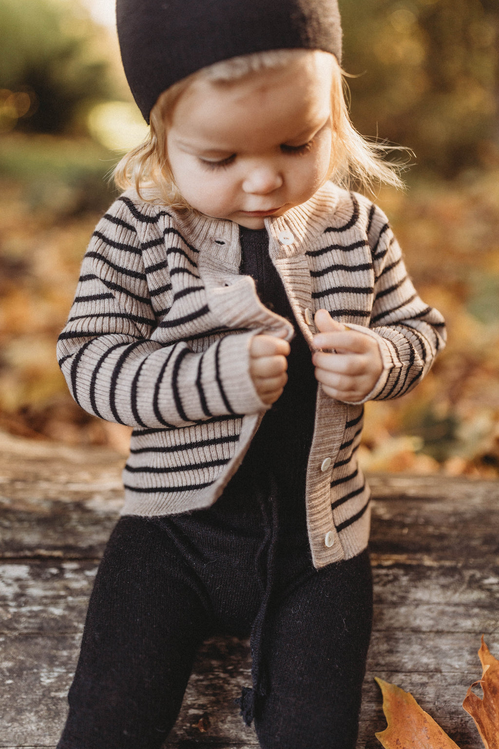 La Petit Lapin Cashmere Cardigan | Black/Beige | Playroom Avenue