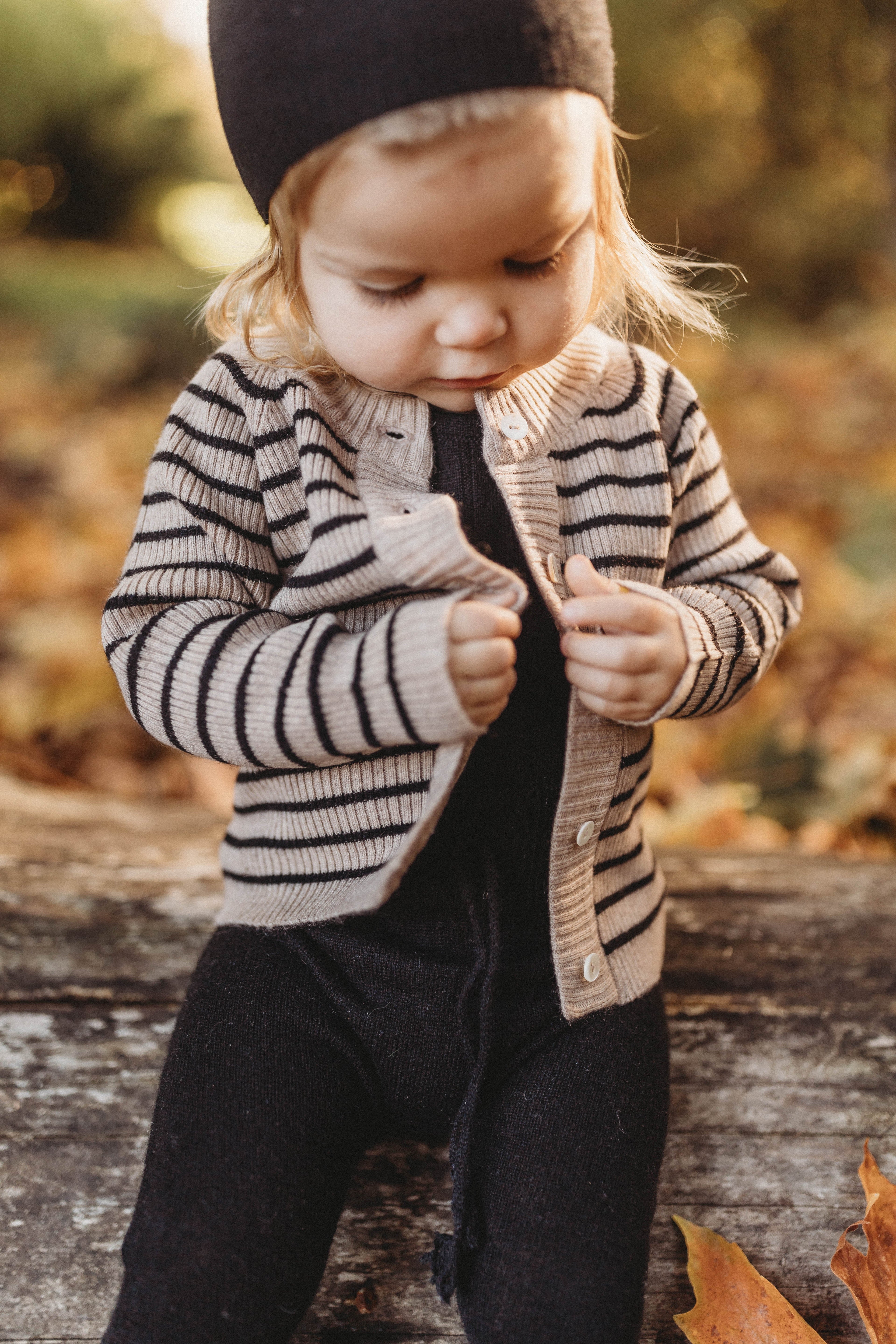 La Petit Lapin Cashmere Cardigan | Black/Beige | Playroom Avenue