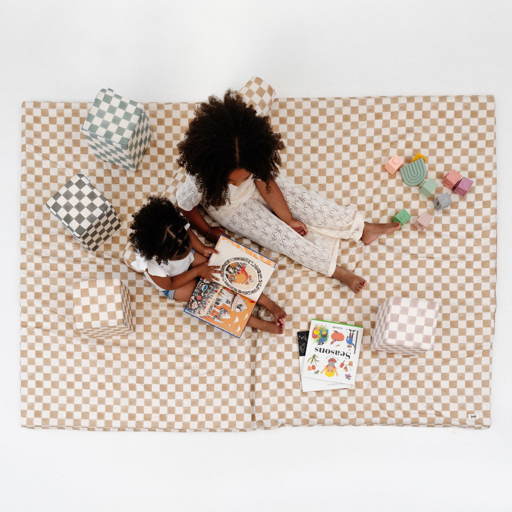 Toki Kids Checker Toffee Organic Cotton Mat | Playroom Avenue