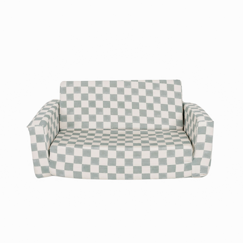 Toki Kids Checker Matcha Play Couch | Playroom Avenue