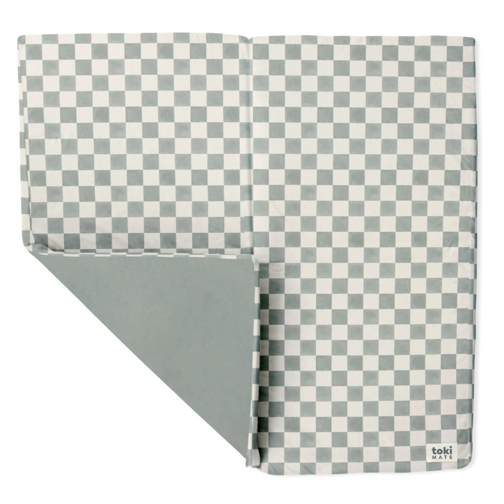 Toki Kids Checker Matcha Organic Cotton Mat Standard | Playroom Avenue