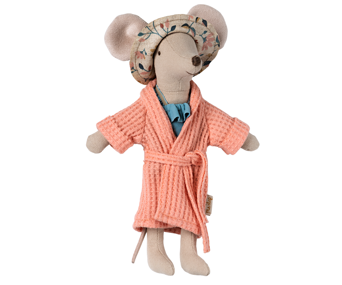 Maileg Bathrobe - Coral, Dad/Mum Mouse | Playroom Avenue