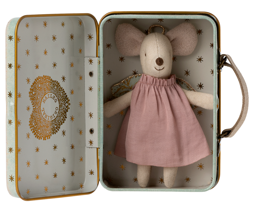 Maileg Angel Mouse in Suitcase, Little Sister | Playroom Avenue