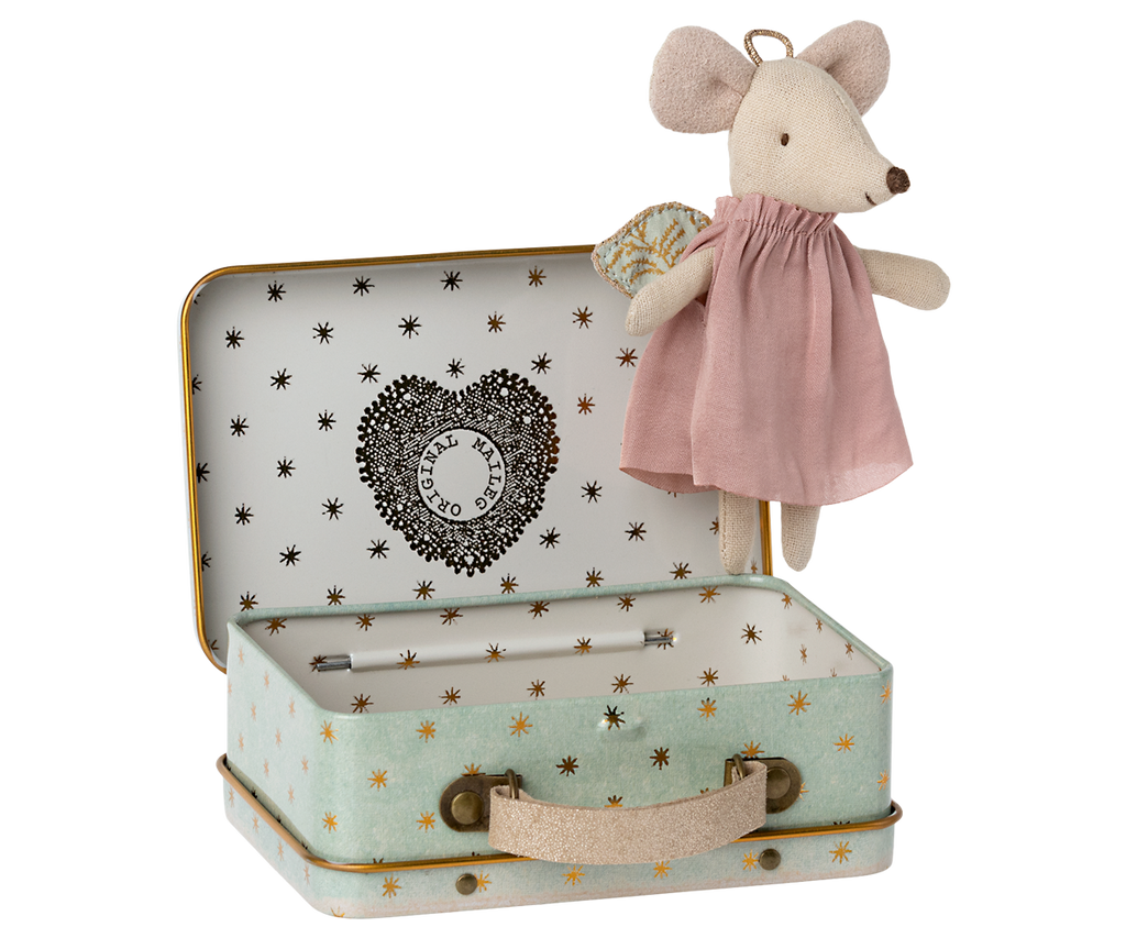 Maileg Angel Mouse in Suitcase, Little Sister | Playroom Avenue