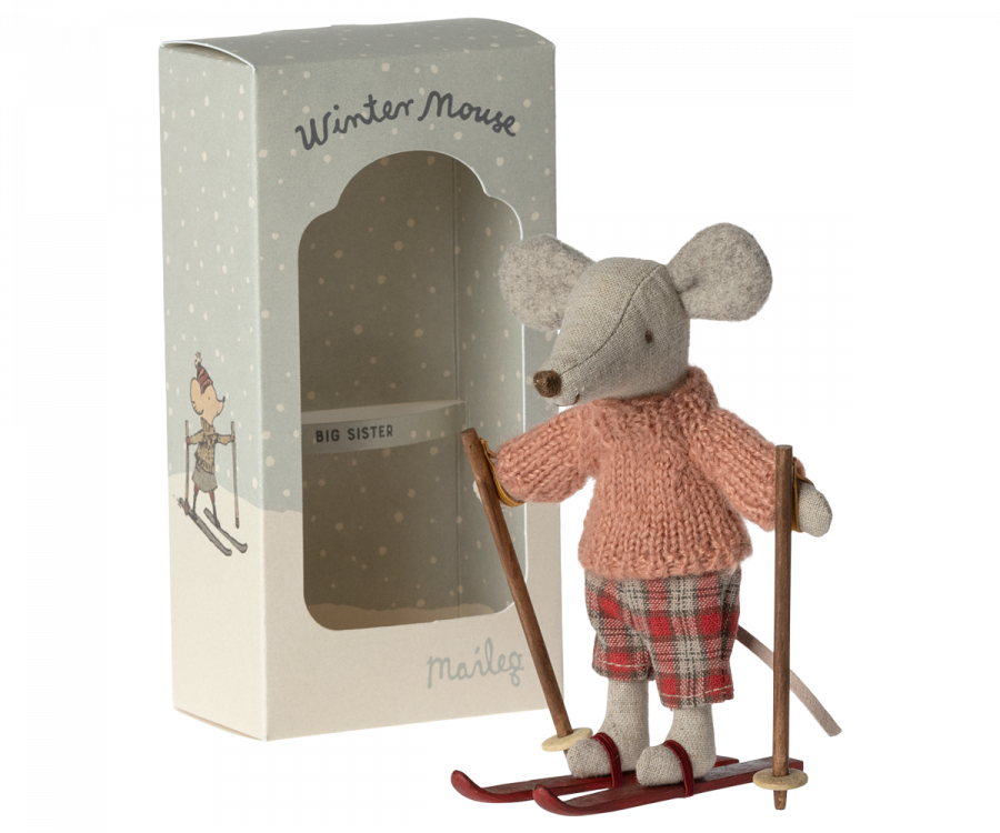 Maileg Winter Mouse with Ski Set, Big Sister