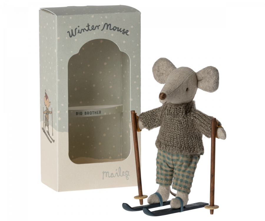 Maileg Winter Mouse with Ski Set, Big Brother