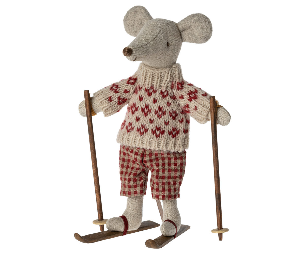 Maileg Winter Mouse with Ski Set, Mum | Playroom Avenue
