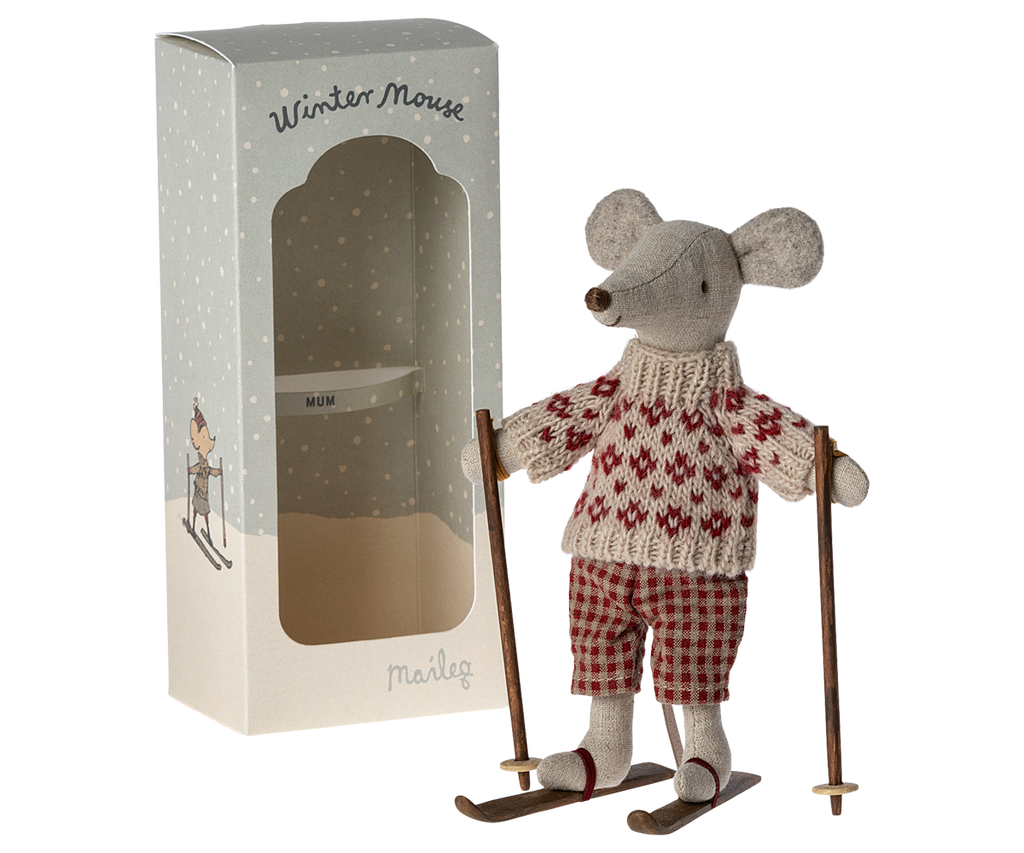 Maileg Winter Mouse with Ski Set, Mum | Playroom Avenue