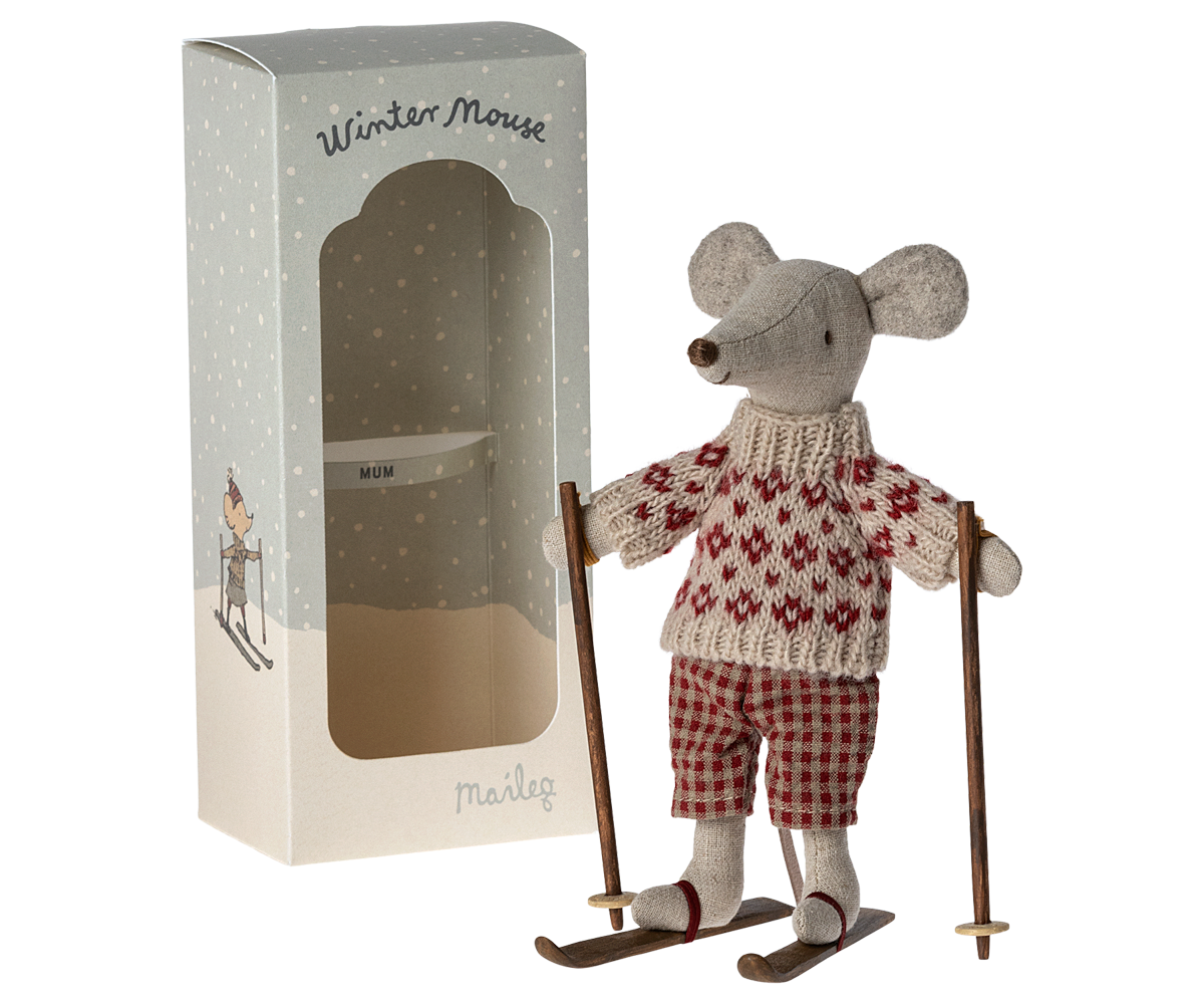 Maileg Winter Mouse with Ski Set, Mum | Playroom Avenue