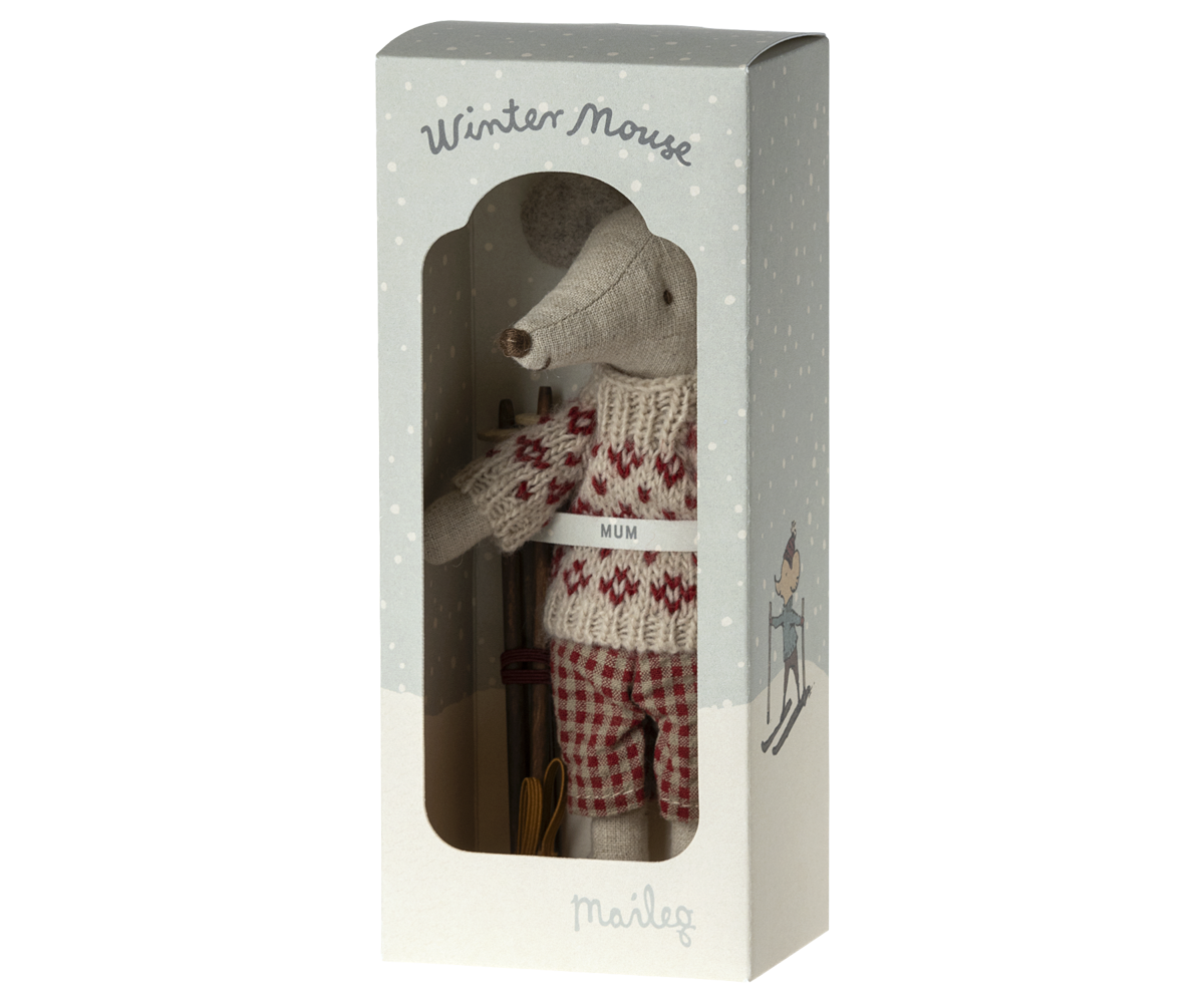 Maileg Winter Mouse with Ski Set, Mum | Playroom Avenue