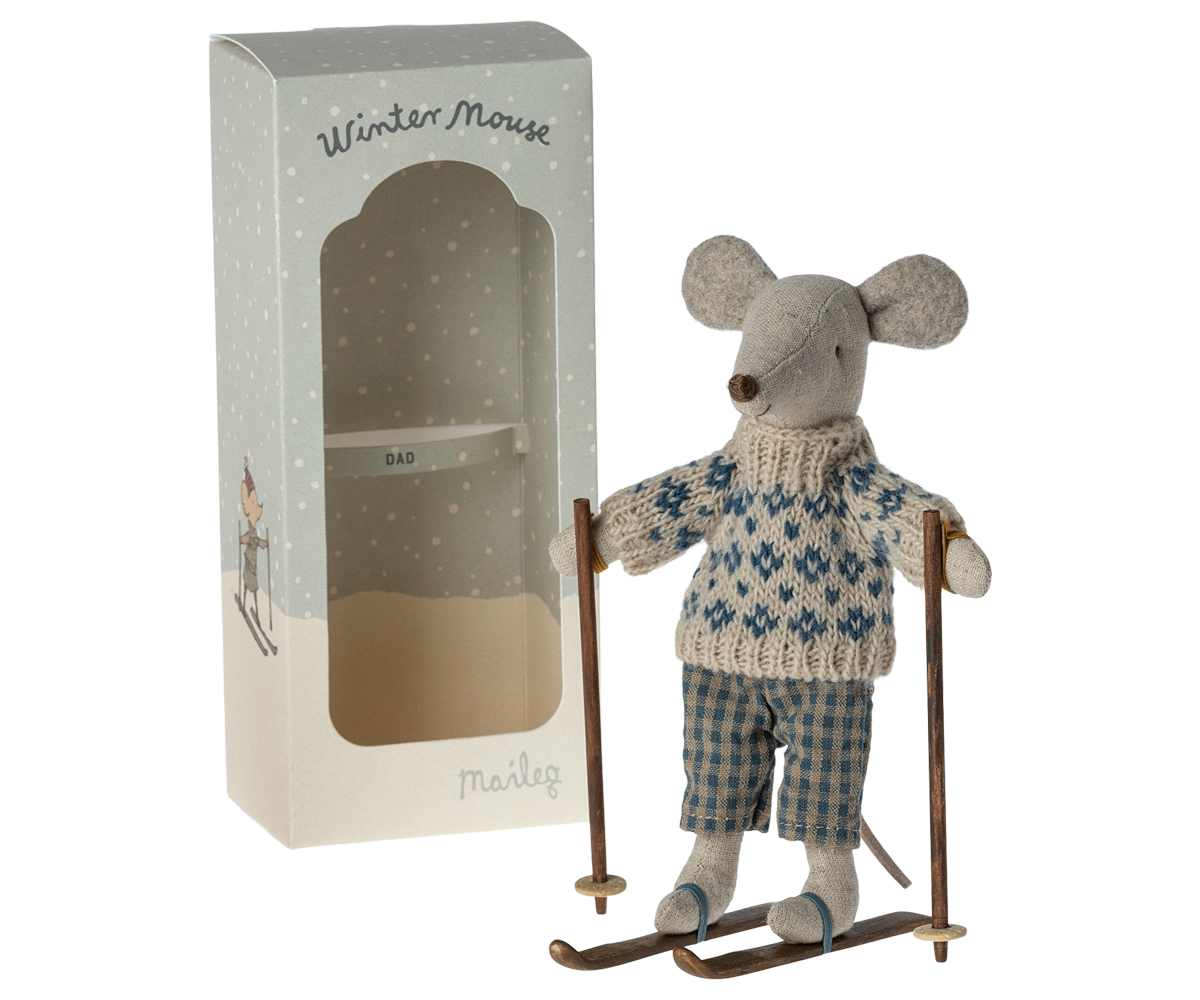 Maileg Winter Mouse with Ski Set, Dad | Playroom Avenue
