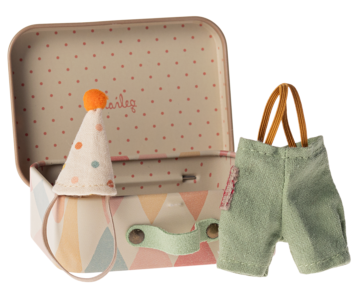 Maileg Clown Clothes in Suitcase, Little Brother Mouse | Playroom Avenue