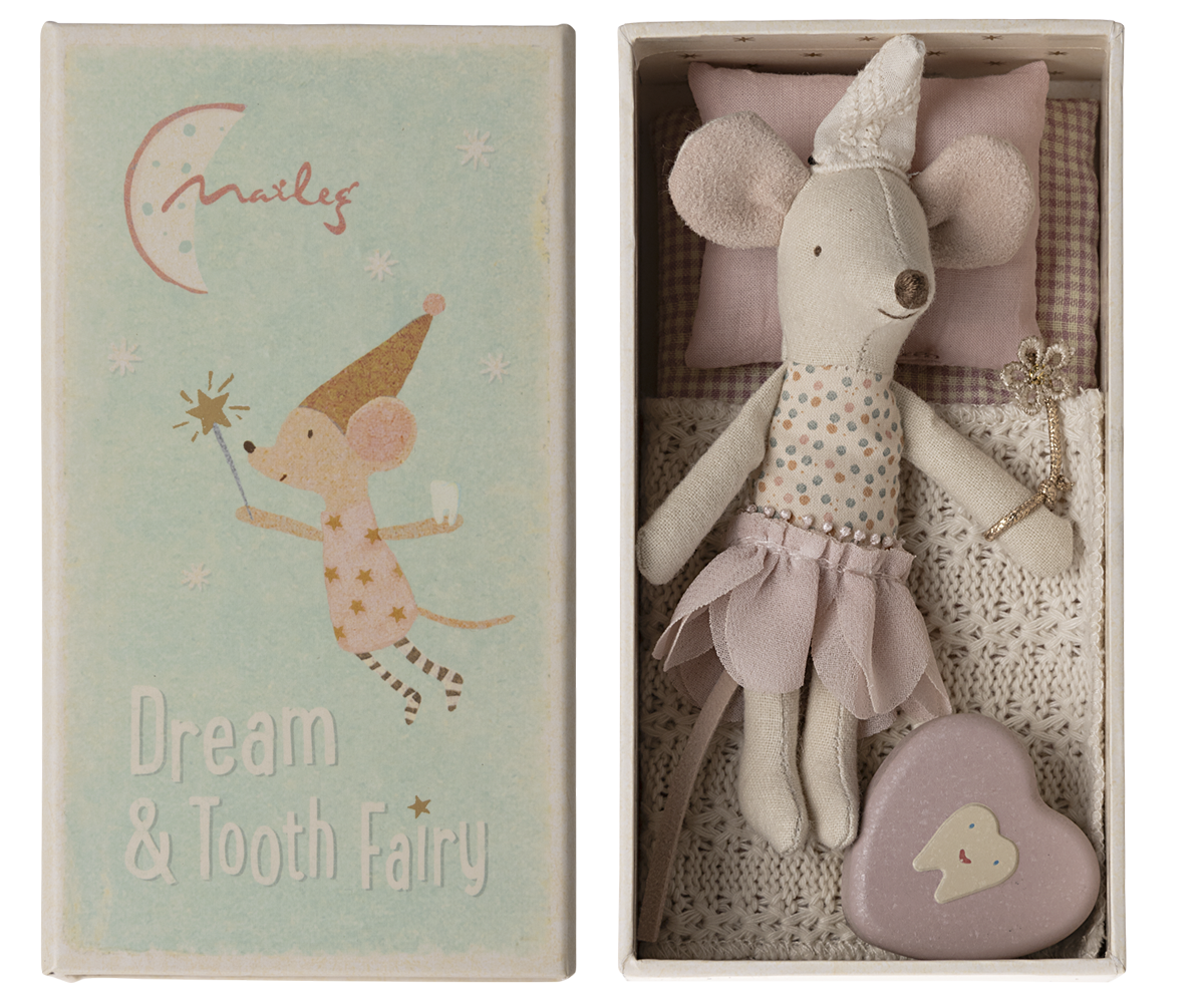 Maileg Tooth Fairy Mouse, LIttle Sister in Match Box