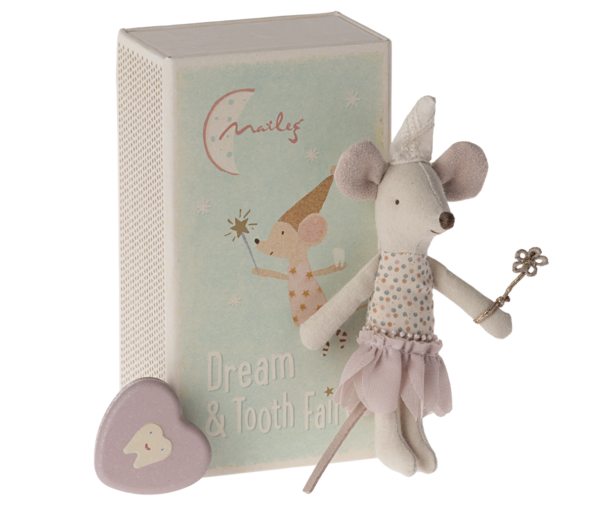 Maileg Tooth Fairy Mouse, LIttle Sister in Match Box