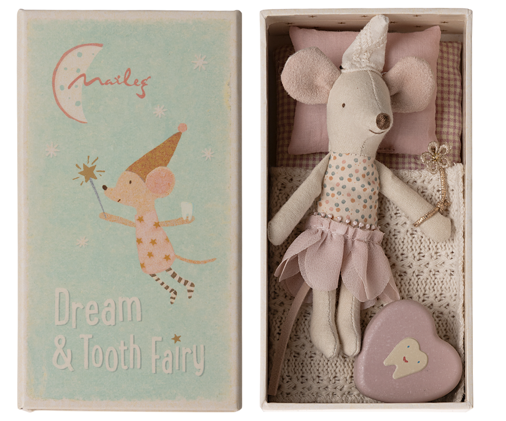 Maileg Tooth Fairy Mouse, Little Sister in Match Box | Playroom Avenue