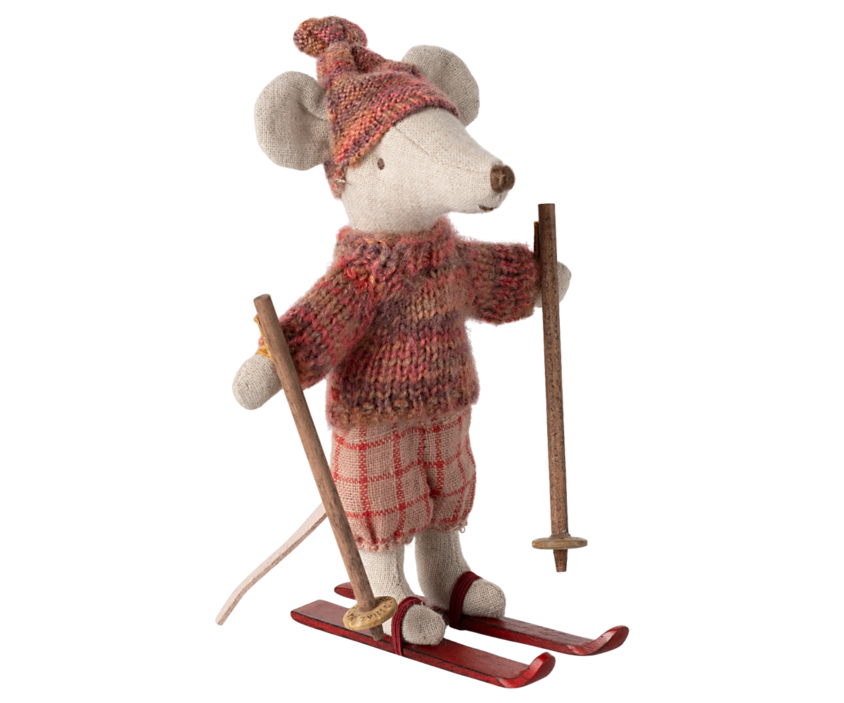 Maileg Winter mouse with ski set, Big sister - Rose | Playroom Avenue