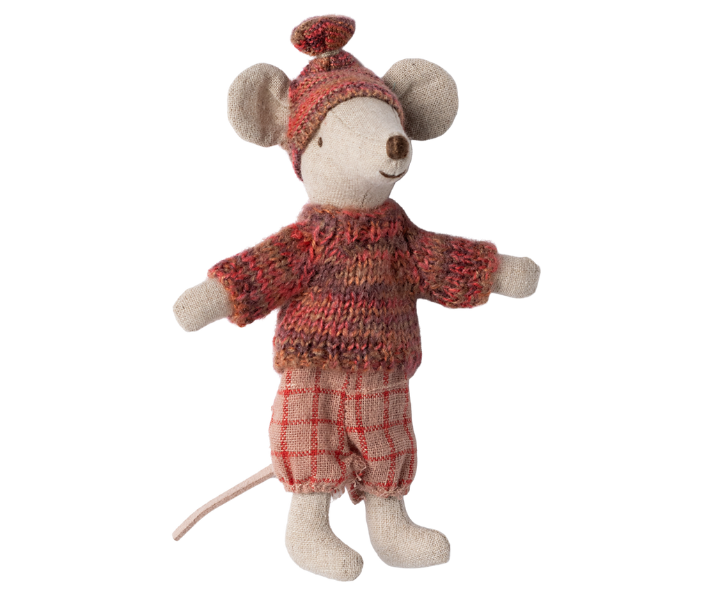 Maileg Winter mouse with ski set, Big sister - Rose | Playroom Avenue