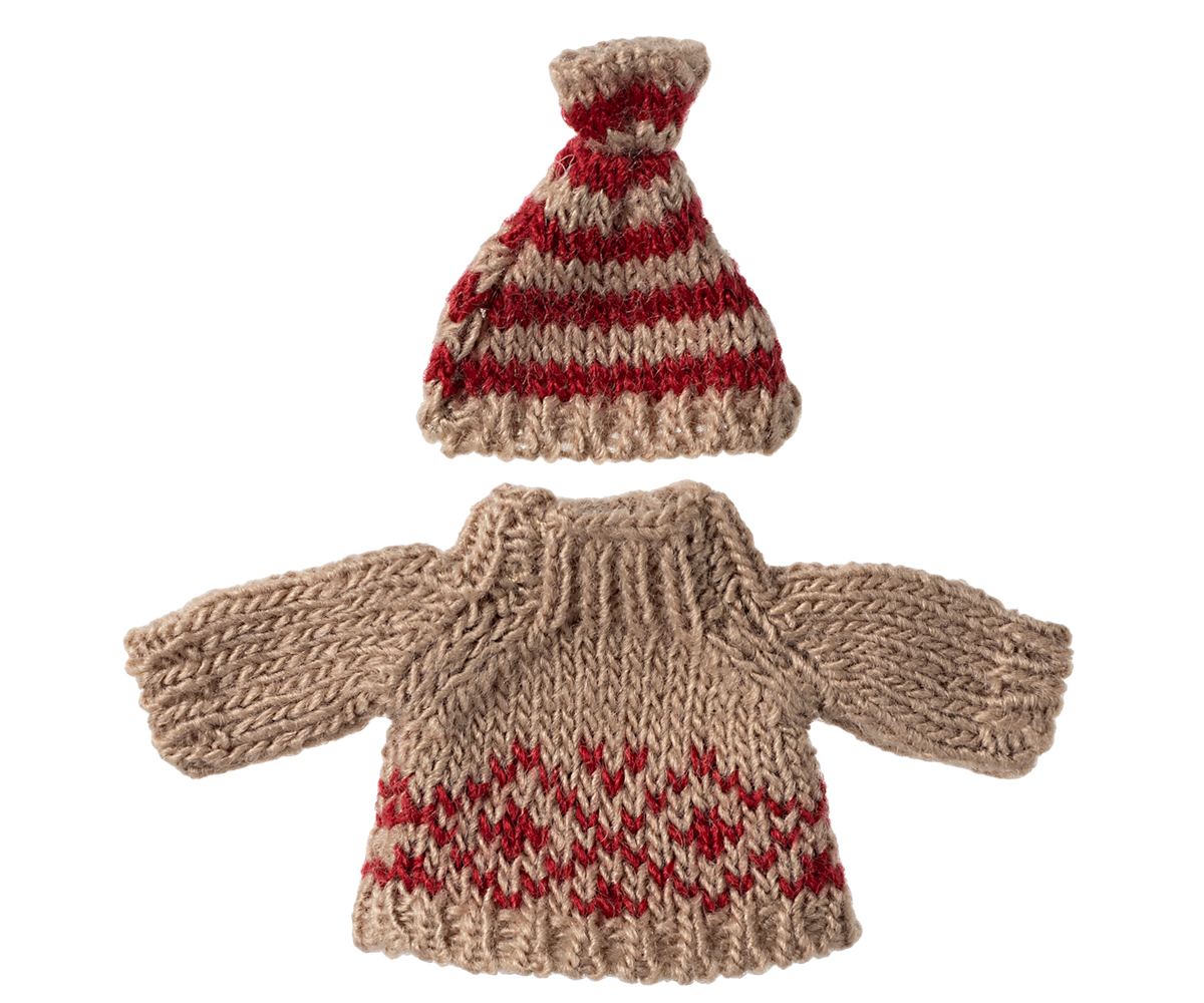 Maileg Knitted sweater and hat, Mum mouse | Playroom Avenue