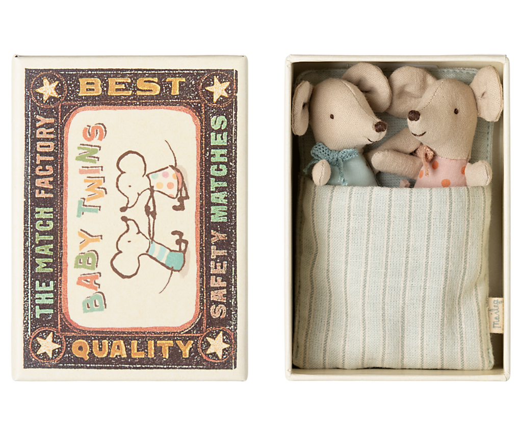 Maileg Twins, Baby mice in matchbox | Playroom Avenue