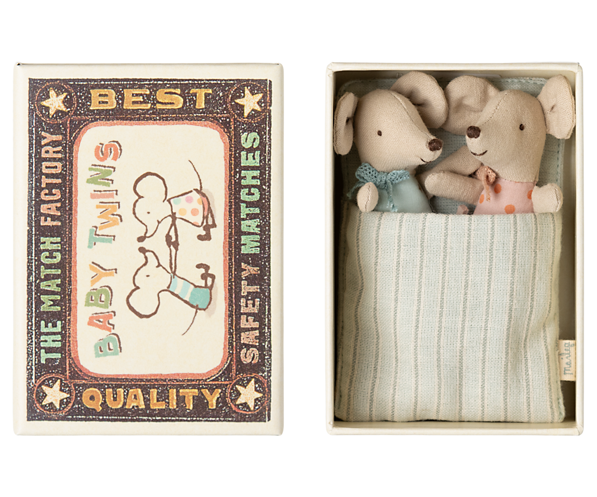 Maileg Twins, Baby mice in matchbox | Playroom Avenue