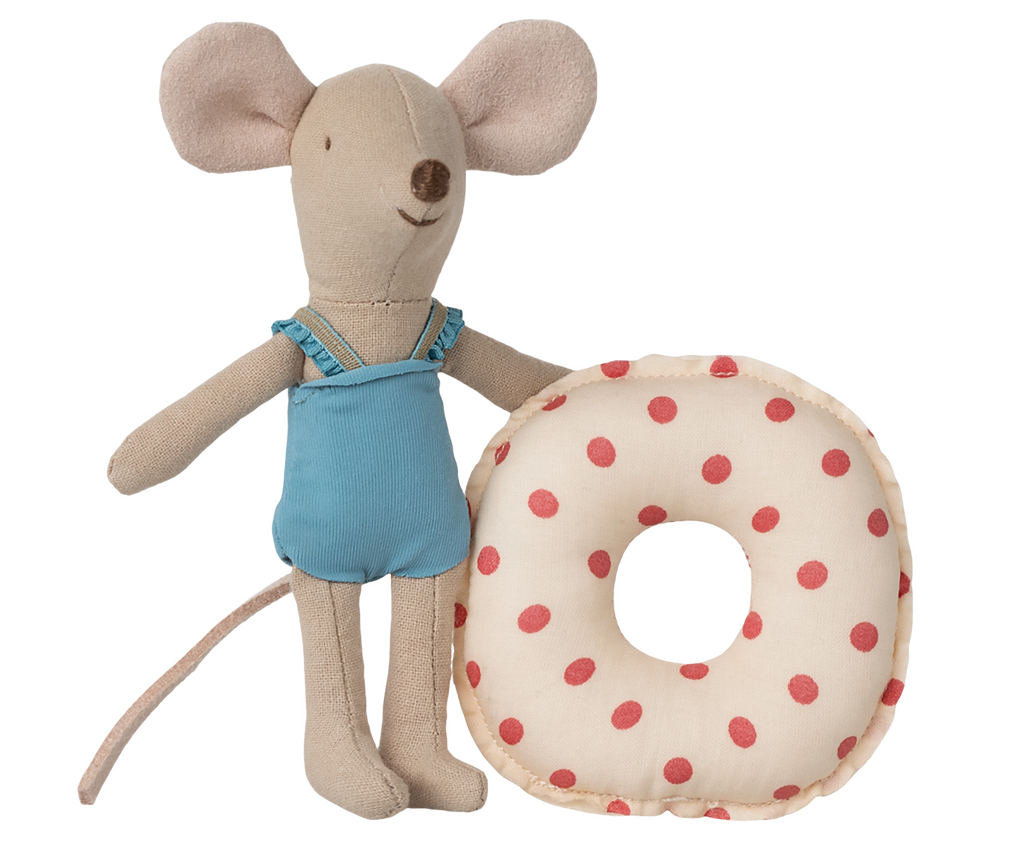 Maileg Beach mouse with float, Little sister - Red dot | Playroom Avenue