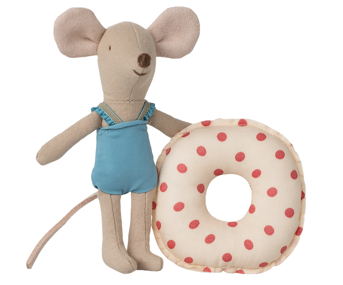 Maileg Beach mouse with float, Little sister - Red dot | Playroom Avenue