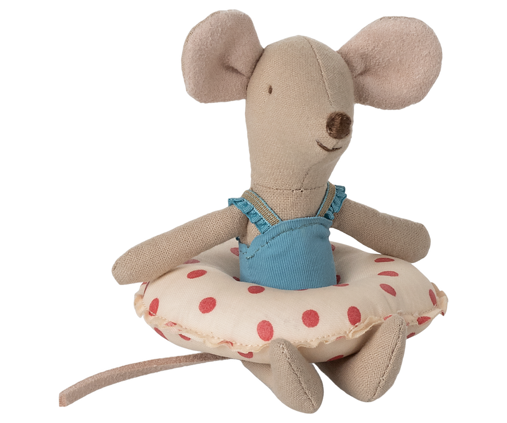 Maileg Beach mouse with float, Little sister - Red dot | Playroom Avenue