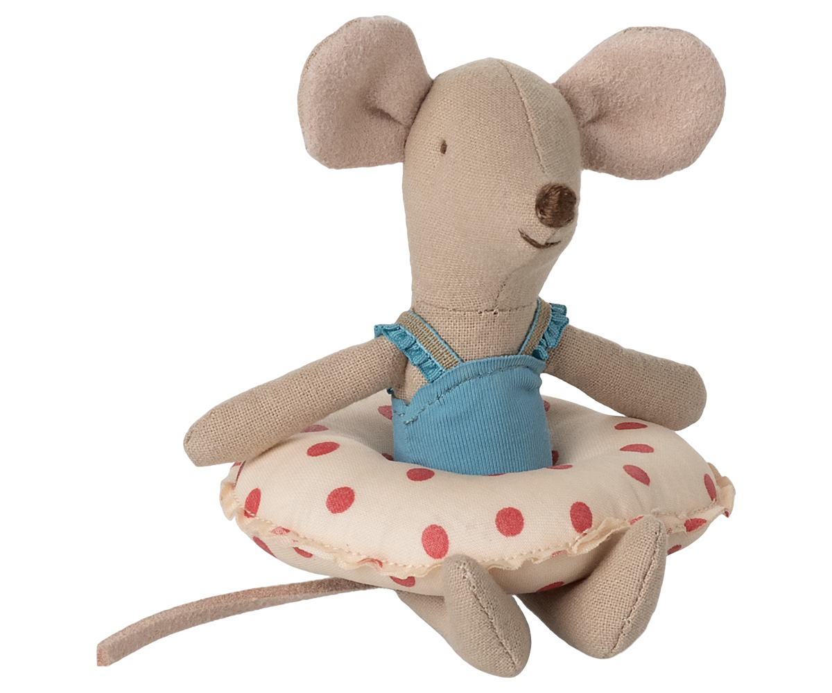 Maileg Beach mouse with float, Little sister - Red dot | Playroom Avenue