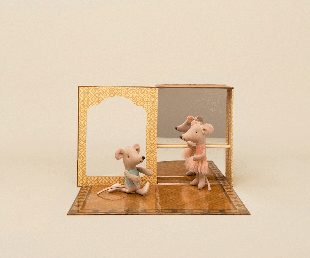 Maileg Ballet mice in dance studio, Little sister and brother | Playroom Avenue